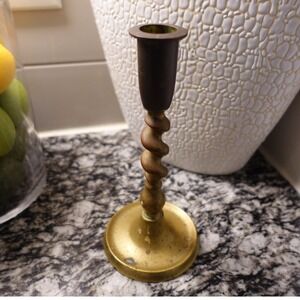 Vintage Brass Candlestick Holder Barley‎ Twist Stem Table Decor Home Accent